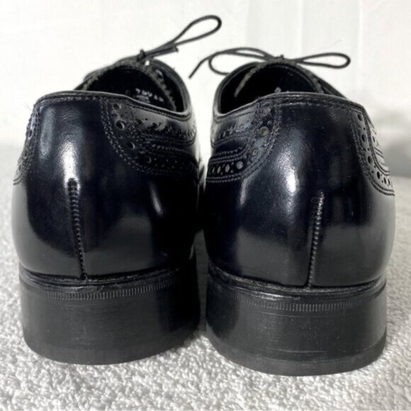Vintage Florsheim Black Leather Lexington Wingtip Oxford Lace Up Dress Shoes 7D - Picture 6 of 14